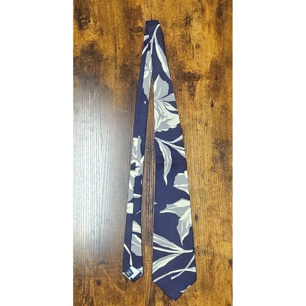 Polo Ralph Lauren Mens Navy Blue Floral Cotton Necktie Made in USA 4 inch Width